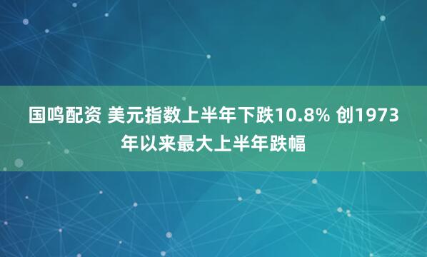 国鸣配资 美元指数上半年下跌10.8% 创1973年以来最大上半年跌幅