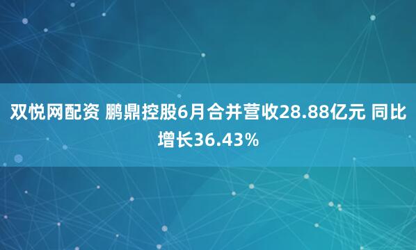 双悦网配资 鹏鼎控股6月合并营收28.88亿元 同比增长36.43%